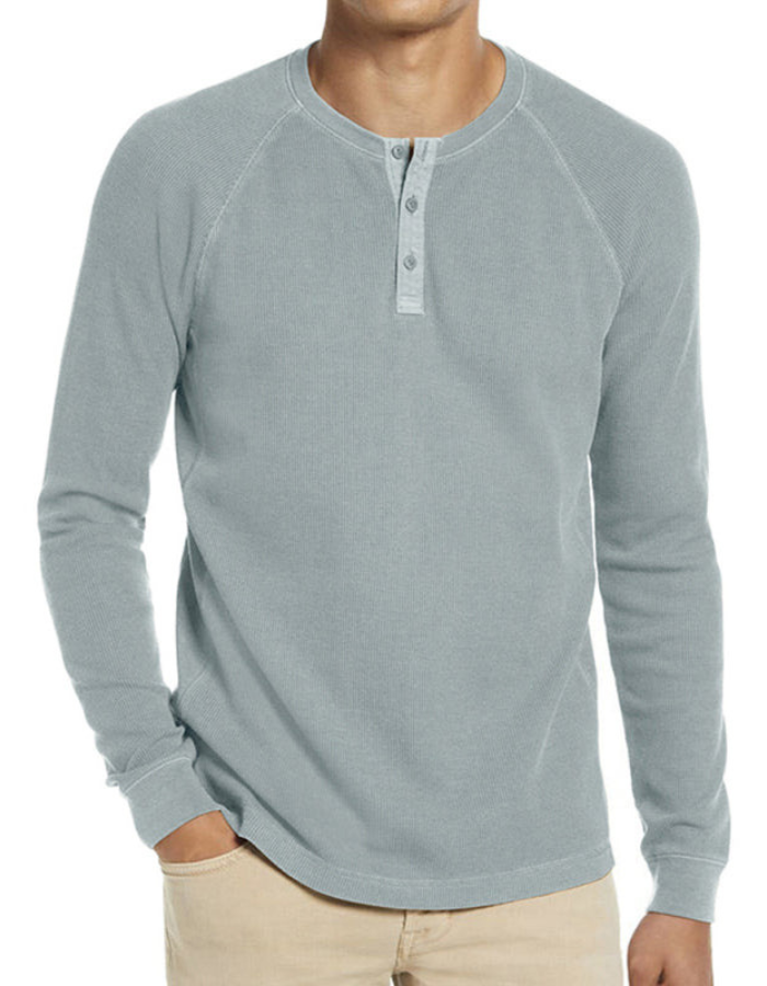 SHOPIQAT New Men's Round Neck Waffle Henley T-Shirt - Premium from shopiqat - Just $8.900! Shop now at shopiqat